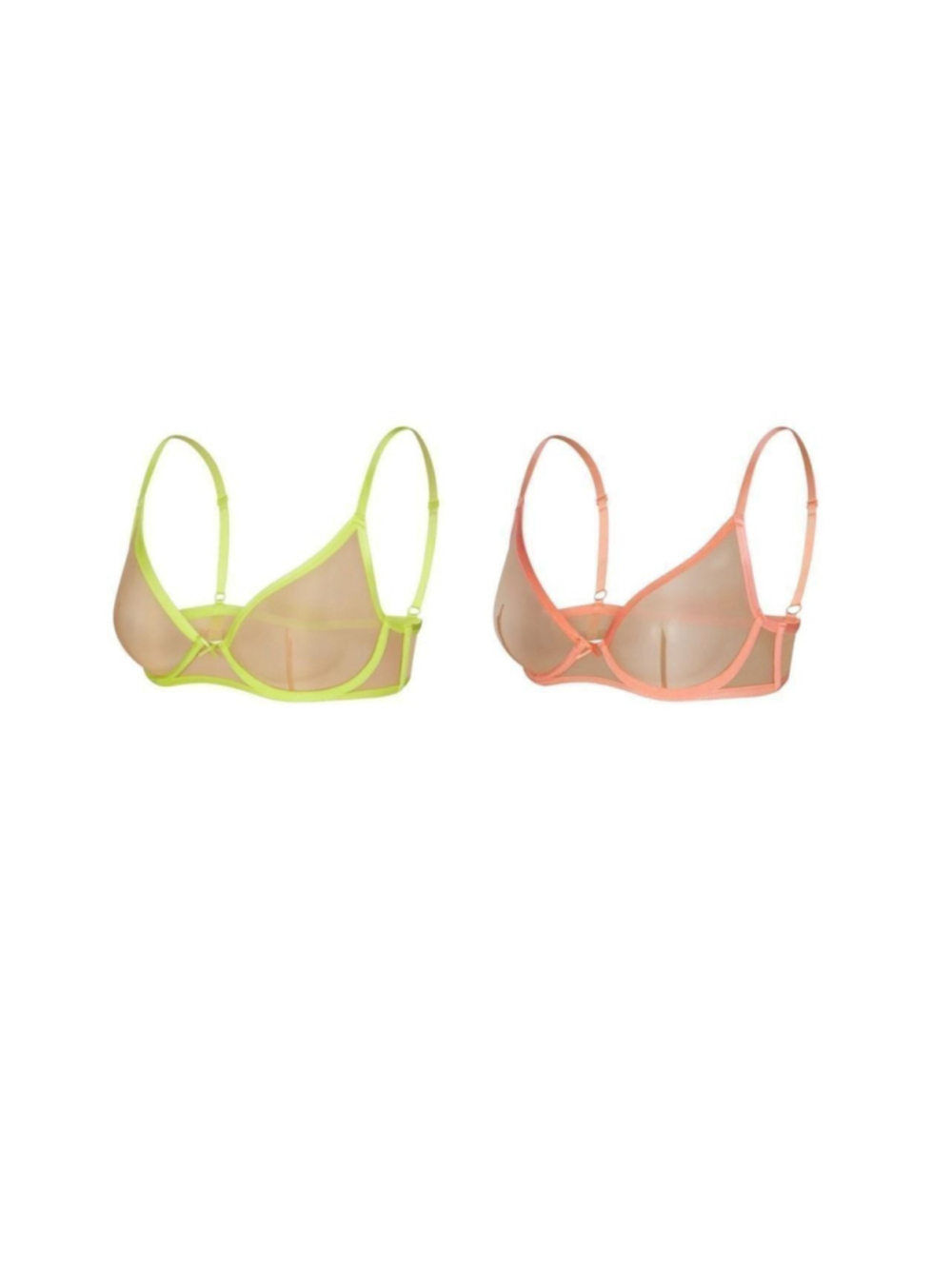 Savage X Fenty Neon Nights Two Piece Bra Set in Green and Orange Women's Size 36